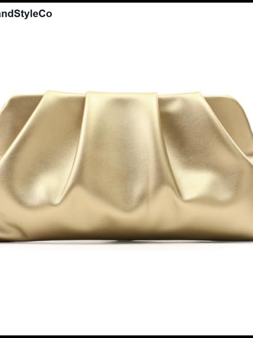 Ruched Clutch Evening Bag Detachable Metal Chain Crossbody Purse PU